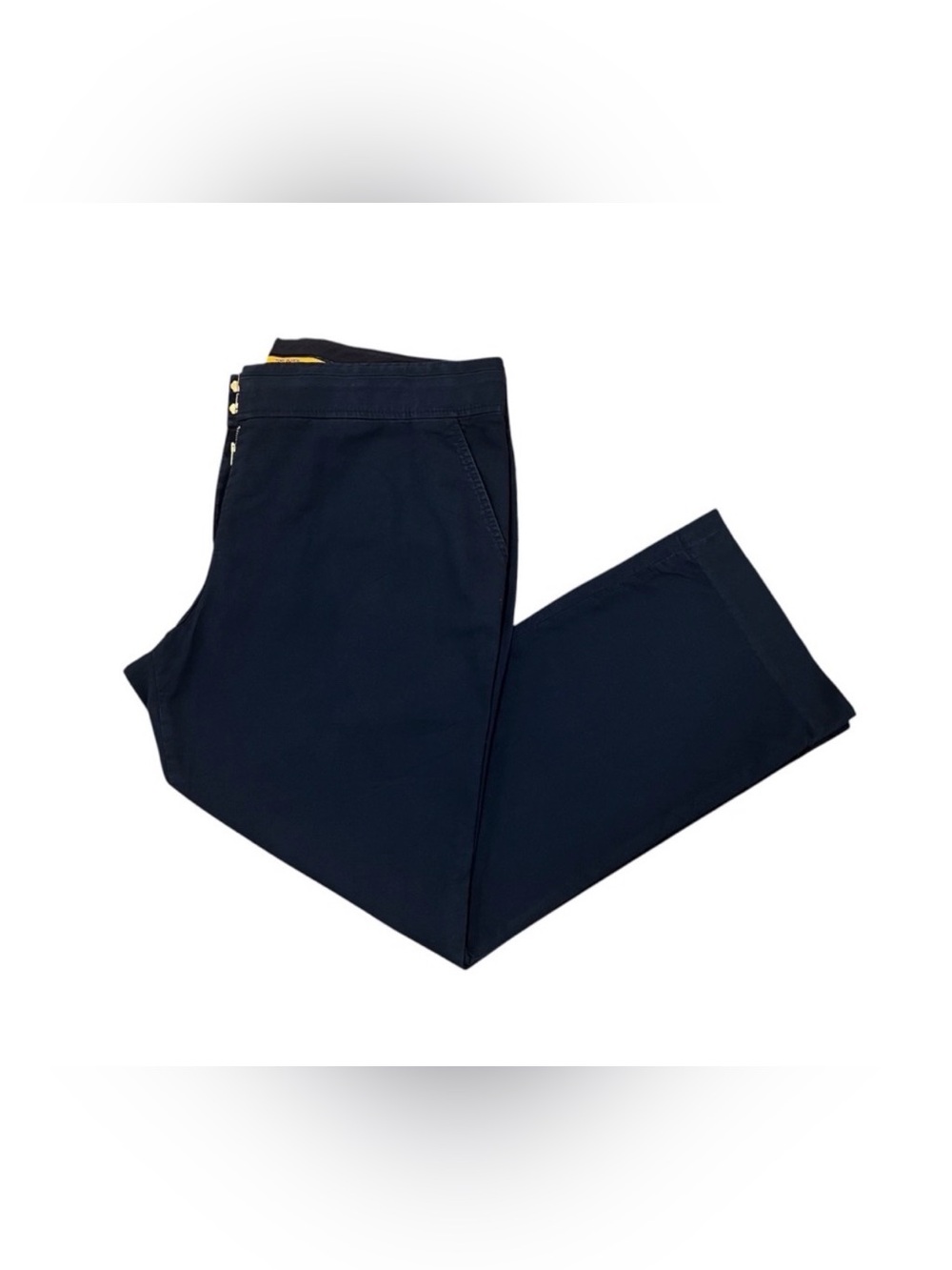 Tory Burch Women’s Cropped Flat Front Stretch Cotton Trousers Navy 14 Straight